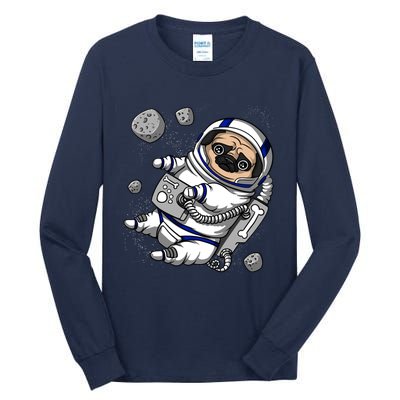 Pug Dog Astronaut Funny Space Cosmic Girl Boy Tall Long Sleeve T-Shirt