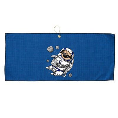 Pug Dog Astronaut Funny Space Cosmic Girl Boy Large Microfiber Waffle Golf Towel