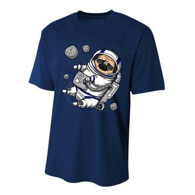 Pug Dog Astronaut Funny Space Cosmic Girl Boy Performance Sprint T-Shirt