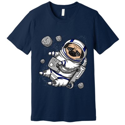 Pug Dog Astronaut Funny Space Cosmic Girl Boy Premium T-Shirt
