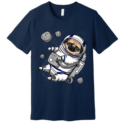 Pug Dog Astronaut Funny Space Cosmic Girl Boy Premium T-Shirt