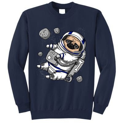 Pug Dog Astronaut Funny Space Cosmic Girl Boy Tall Sweatshirt