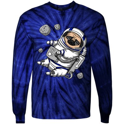 Pug Dog Astronaut Funny Space Cosmic Girl Boy Tie-Dye Long Sleeve Shirt