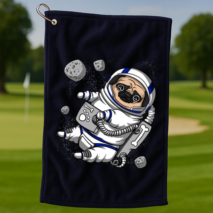 Pug Dog Astronaut Funny Space Cosmic Girl Boy Golf Towel