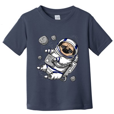 Pug Dog Astronaut Funny Space Cosmic Girl Boy Toddler T-Shirt