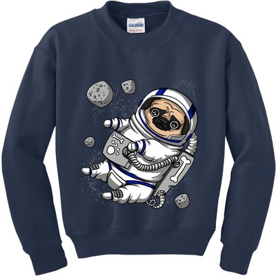 Pug Dog Astronaut Funny Space Cosmic Girl Boy Kids Sweatshirt