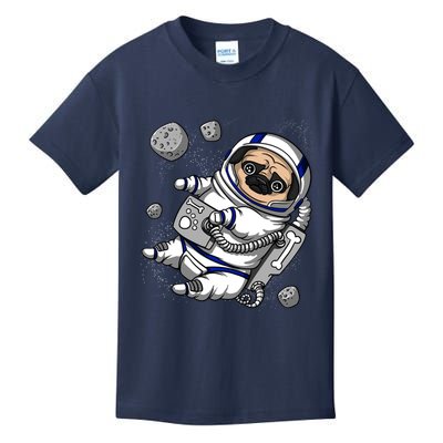 Pug Dog Astronaut Funny Space Cosmic Girl Boy Kids T-Shirt