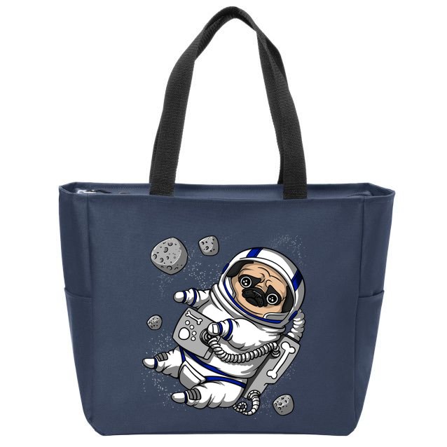 Pug Dog Astronaut Funny Space Cosmic Girl Boy Zip Tote Bag