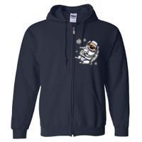 Pug Dog Astronaut Funny Space Cosmic Girl Boy Full Zip Hoodie