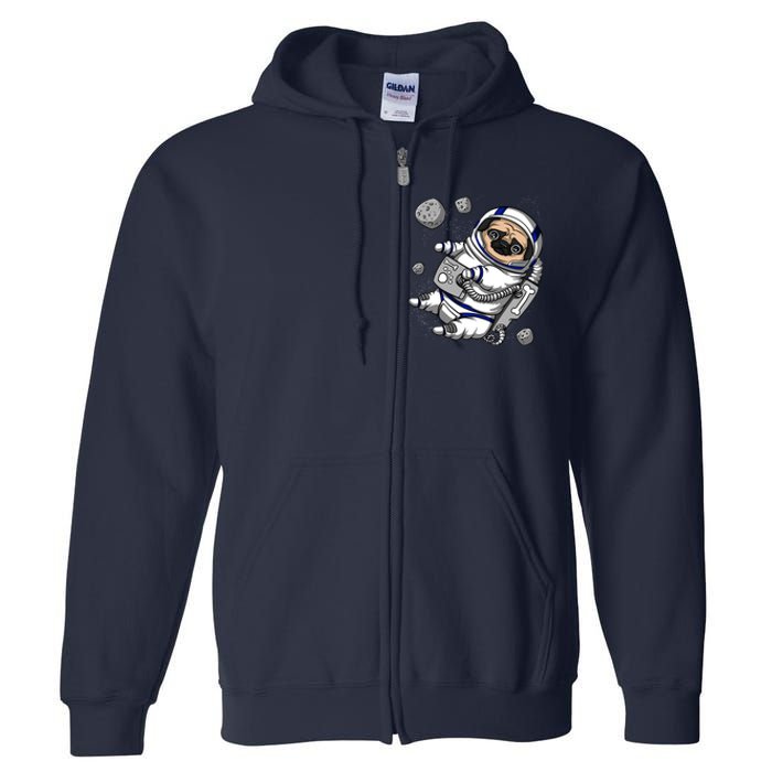 Pug Dog Astronaut Funny Space Cosmic Girl Boy Full Zip Hoodie