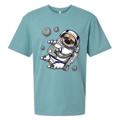 Pug Dog Astronaut Funny Space Cosmic Girl Boy Sueded Cloud Jersey T-Shirt