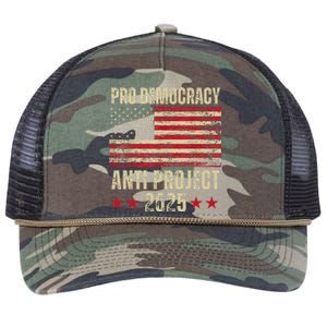 Pro Democracy Anti Project 2025 Stop Project 2025 Anti Trump Retro Rope Trucker Hat Cap