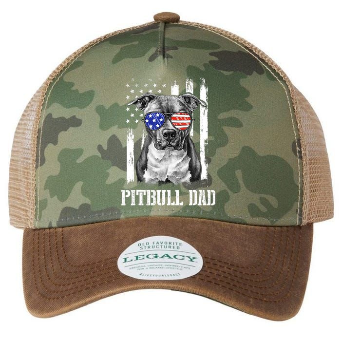 Pitbull Dad American Flag 4th Of July Dog Father's Days Legacy Tie Dye Trucker Hat
