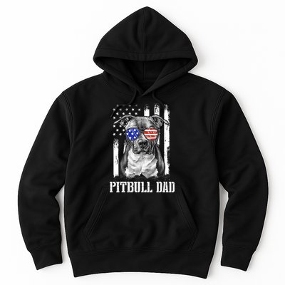 Pitbull Dad American Flag 4th Of July Dog Father's Days Hoodie