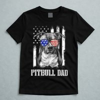 Pitbull Dad American Flag 4th Of July Dog Father's Days T-Shirt