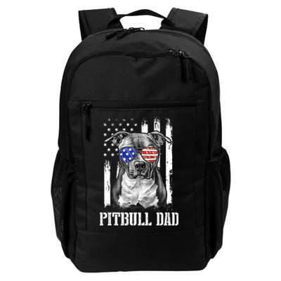 Pitbull Dad American Flag 4th Of July Dog Father's Days Backpack