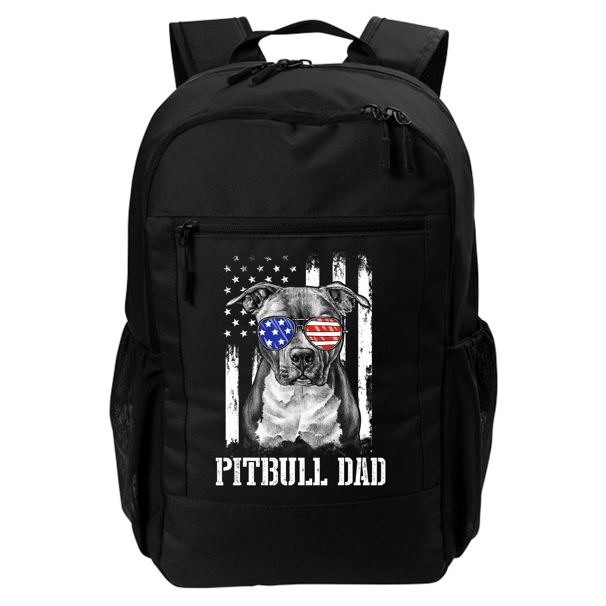 Pitbull Dad American Flag 4th Of July Dog Father's Days Backpack