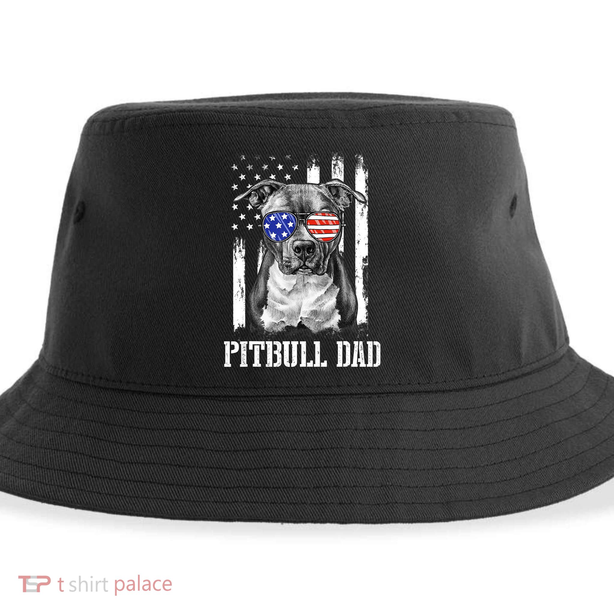 Pitbull Dad American Flag 4th Of July Dog Father's Days Sustainable Bucket Hat
