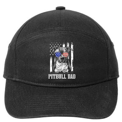 Pitbull Dad American Flag 4th Of July Dog Father's Days 7-Panel Snapback Hat