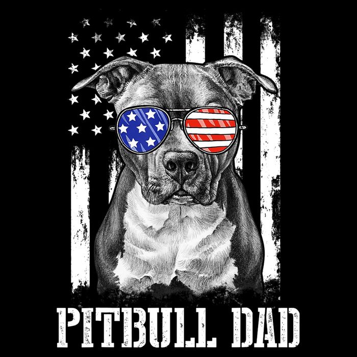 Pitbull Dad American Flag 4th Of July Dog Father's Days Bucket Hat