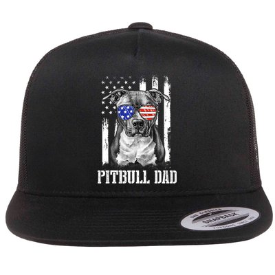 Pitbull Dad American Flag 4th Of July Dog Father's Days Flatbill Hat