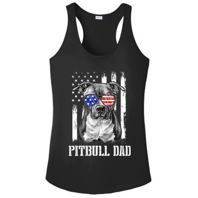 Pitbull Dad American Flag 4th Of July Dog Father's Days Ladies PosiCharge Competitor Racerback Tank
