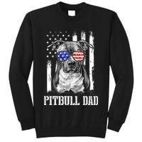 Pitbull Dad American Flag 4th Of July Dog Father's Days Tall Sweatshirt