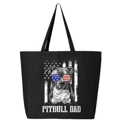 Pitbull Dad American Flag 4th Of July Dog Father's Days 25L Jumbo Tote