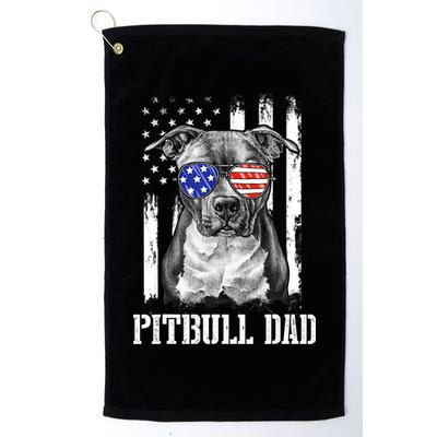 Pitbull Dad American Flag 4th Of July Dog Father's Days Golf Towel