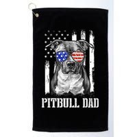 Pitbull Dad American Flag 4th Of July Dog Father's Days Golf Towel