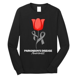 ParkinsonS Disease Awareness April Month Red Tulip Long Sleeve Shirt