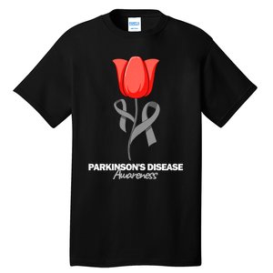 ParkinsonS Disease Awareness April Month Red Tulip Tall T-Shirt