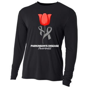 ParkinsonS Disease Awareness April Month Red Tulip Cooling Performance Long Sleeve Crew