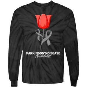 ParkinsonS Disease Awareness April Month Red Tulip Tie-Dye Long Sleeve Shirt