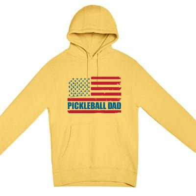 Pickleball Dad American Us Flag Vintage 4th Of July Dad Great Gift Premium Pullover Hoodie