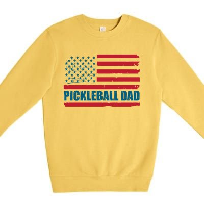 Pickleball Dad American Us Flag Vintage 4th Of July Dad Great Gift Premium Crewneck Sweatshirt