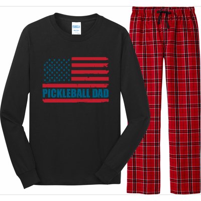 Pickleball Dad American Us Flag Vintage 4th Of July Dad Great Gift Long Sleeve Pajama Set