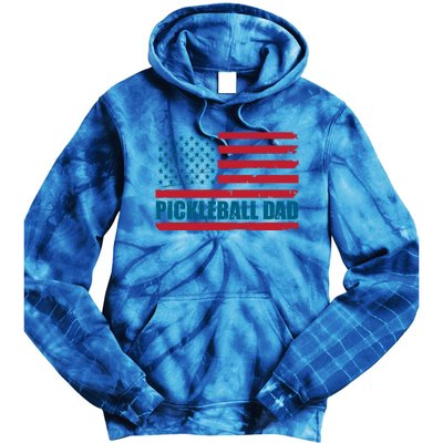 Pickleball Dad American Us Flag Vintage 4th Of July Dad Great Gift Tie Dye Hoodie