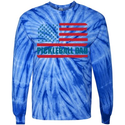 Pickleball Dad American Us Flag Vintage 4th Of July Dad Great Gift Tie-Dye Long Sleeve Shirt