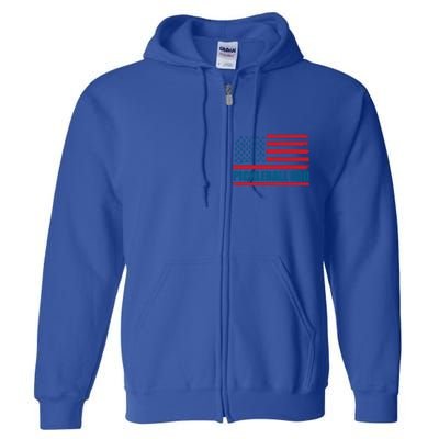 Pickleball Dad American Us Flag Vintage 4th Of July Dad Great Gift Full Zip Hoodie