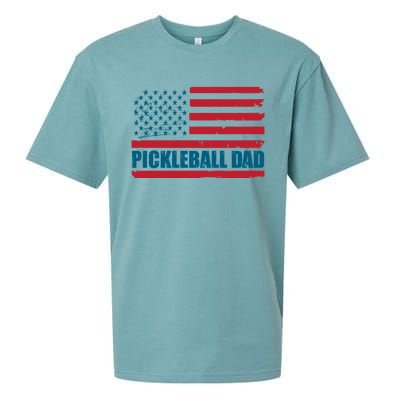 Pickleball Dad American Us Flag Vintage 4th Of July Dad Great Gift Sueded Cloud Jersey T-Shirt