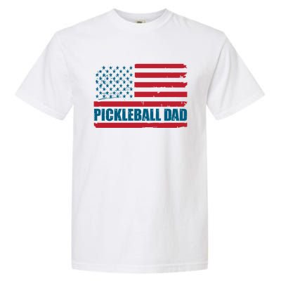 Pickleball Dad American Us Flag Vintage 4th Of July Dad Great Gift Garment-Dyed Heavyweight T-Shirt