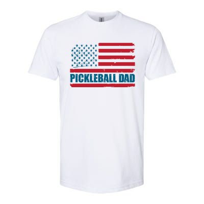 Pickleball Dad American Us Flag Vintage 4th Of July Dad Great Gift Softstyle CVC T-Shirt