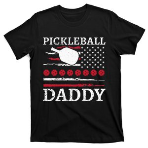 Pickleball Daddy American Flag Dad Funny Retired Sport T-Shirt