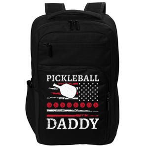 Pickleball Daddy American Flag Dad Funny Retired Sport Impact Tech Backpack