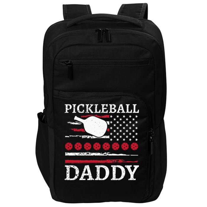 Pickleball Daddy American Flag Dad Funny Retired Sport Impact Tech Backpack