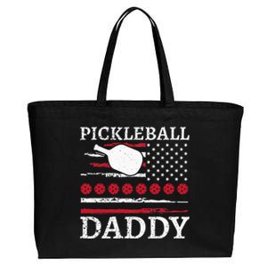 Pickleball Daddy American Flag Dad Funny Retired Sport Cotton Canvas Jumbo Tote