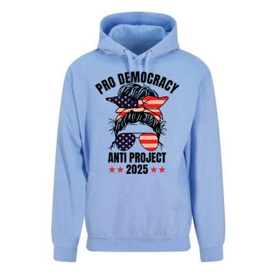 Pro Democracy Anti Project 2025 Stop Project 2025 Messy Bun Unisex Surf Hoodie