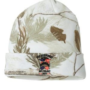 Pro Democracy Anti Project 2025 Stop Project 2025 Messy Bun Kati Licensed 12" Camo Beanie