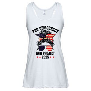 Pro Democracy Anti Project 2025 Stop Project 2025 Messy Bun Ladies Essential Flowy Tank